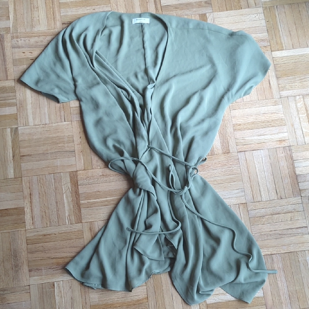 Babaton Aritzia Wallace Sage Wrap Dress